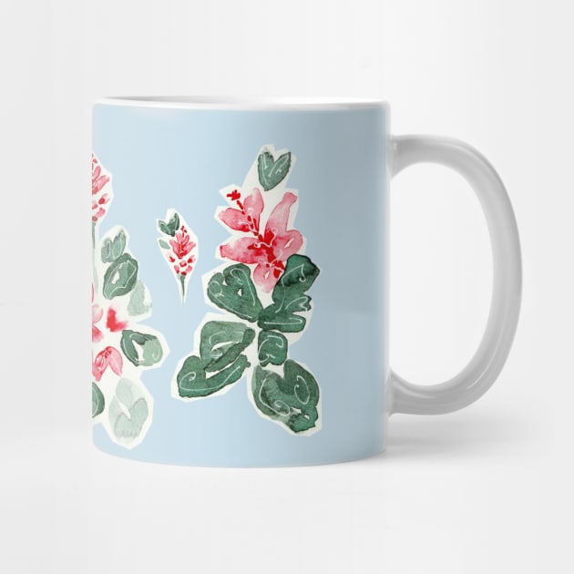 watercolor floral soft red peach color design by Earthy Planty